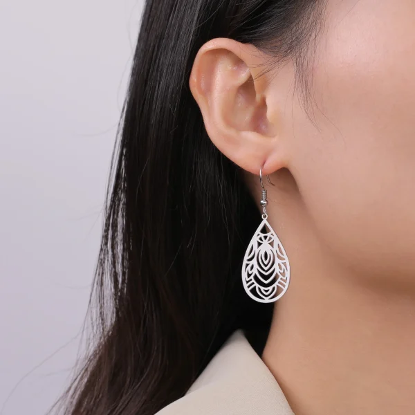 Boucles d'oreilles bohème en acier inoxydable pour… – Ailes… – Image 3