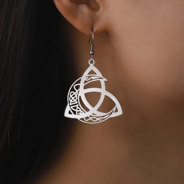 Boucles d'oreilles lune nouée femme celtique irlandaise… –… – Image 3