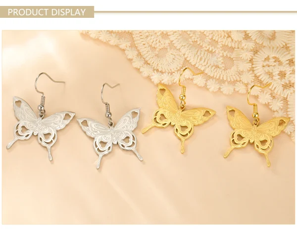 Butterfly Women's Earrings Stainless Steel Gold Color… – Rune… – Image 10
