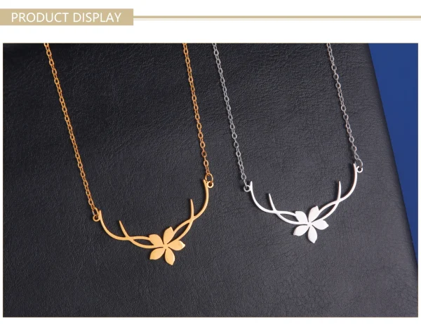 Collier Pendentif Fleur Romantique pour Femme, Acier… – Rune de… – Image 17