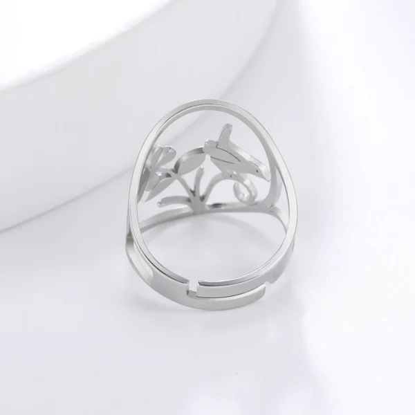 Bague Oiseau Fleur pour Femme, Acier Inoxydable Or,… – Lueur… – Image 16