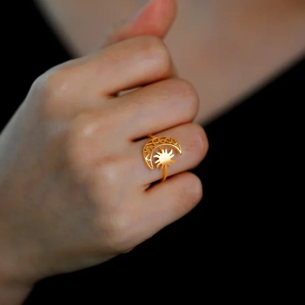 bague soleil en forme de croissant de lune pour… – Ailes d’Ange – Image 4