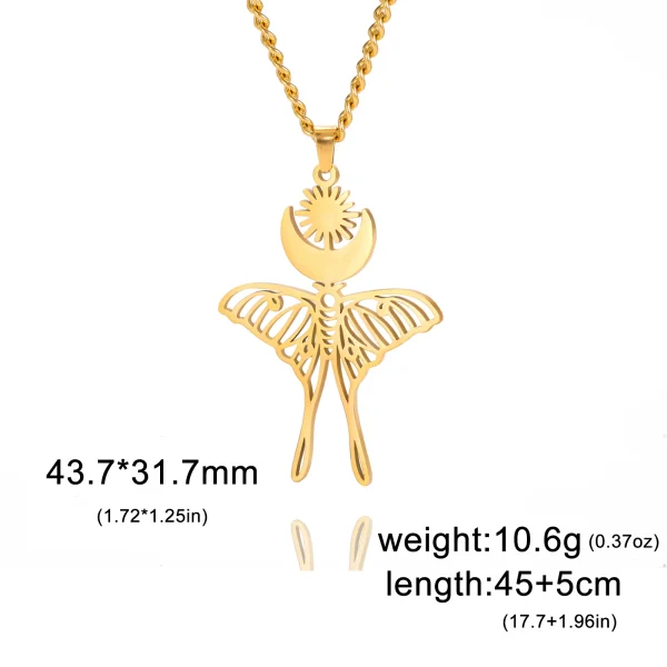 Collier pendentif lune soleil papillon pour femme,… – Chant des… – Image 8