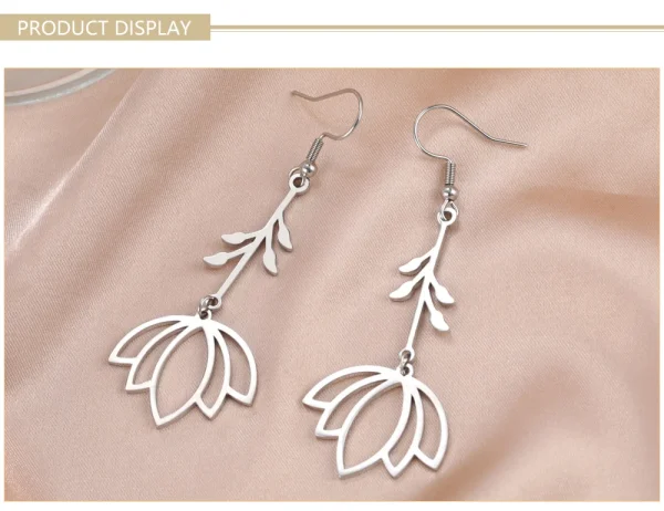 Boucles d'oreilles pendantes en acier inoxydable … – Ailes… – Image 11