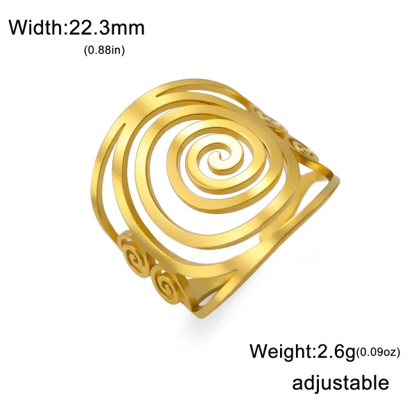 Bague ouverte géométrique en spirale Bagues larges réglables en… – Image 6
