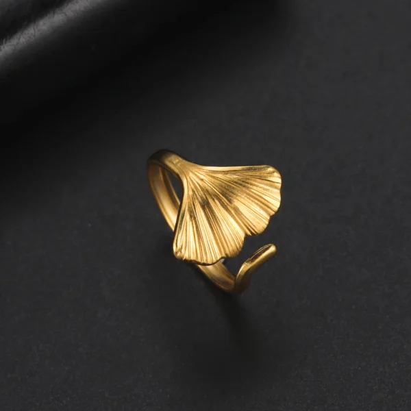 bagues en forme de feuille de Ginkgo pour femmes, en… – Chant… – Image 20