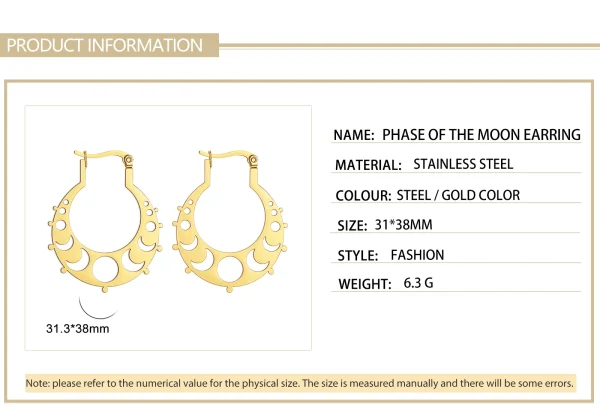 Boucles d'oreilles créoles en acier inoxydable Phase de… –… – Image 14