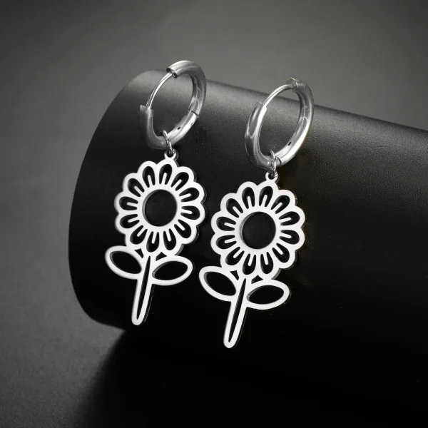 Boucles d'oreilles pendantes de fleurs mignonnes pour… – Chant… – Image 3