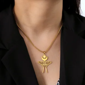 Collier pendentif lune soleil papillon pour femme,… – Chant des…