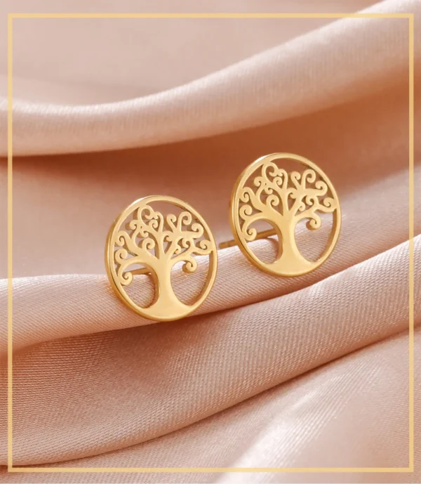 boucles d'oreilles arbre de vie en acier inoxydable,… – Ailes… – Image 8