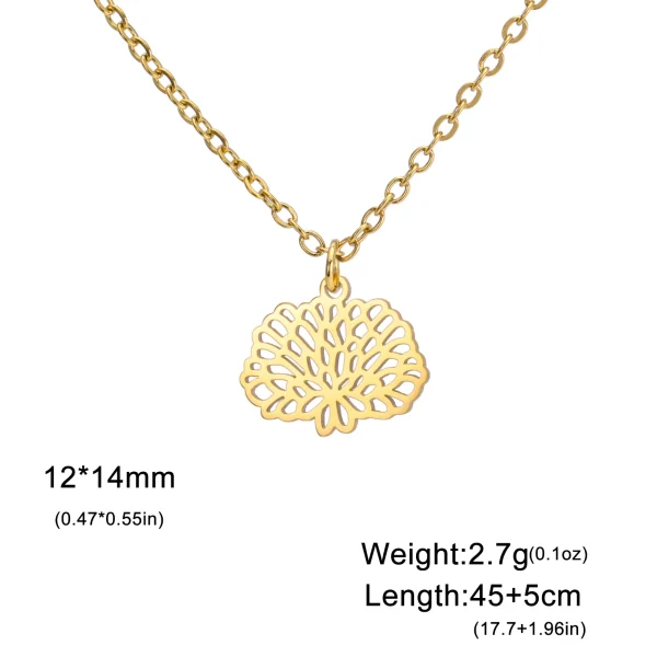 Collier pendentif fleurs pour femme, acier inoxydable,… – Ailes… – Image 15