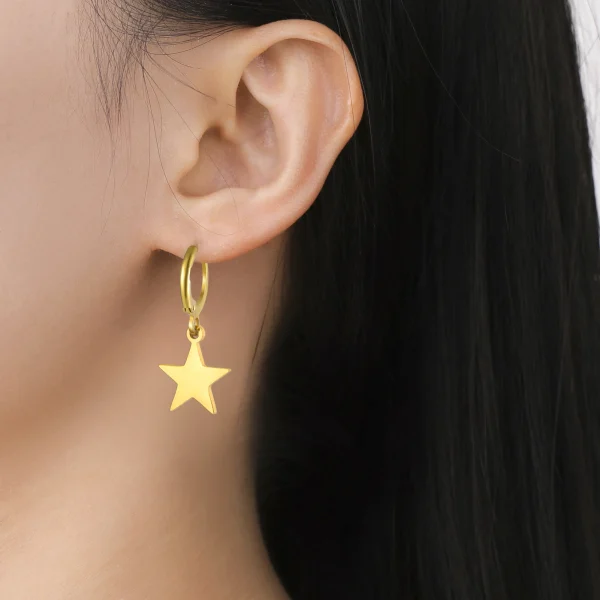 boucles d'oreilles pendantes lune étoile pour femmes… – Chant… – Image 3