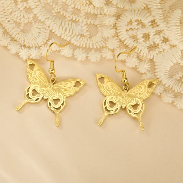 Butterfly Women's Earrings Stainless Steel Gold Color… – Rune… – Image 11
