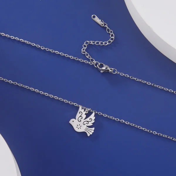 Collier pendentif pigeon colombe de la paix en acier… – Rune de… – Image 16