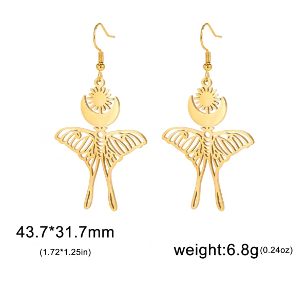 boucles d'oreilles lune soleil papillon pour femmes,… – Chant… – Image 8