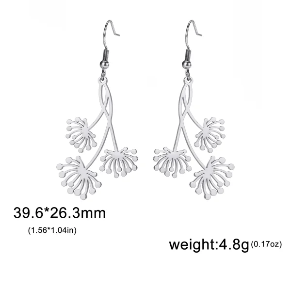 femmes pissenlit boucles d'oreilles couleur or en acier… –… – Image 7