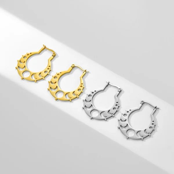 Boucles d'oreilles créoles en acier inoxydable Phase de… –… – Image 5