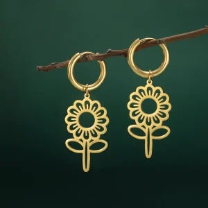 Boucles d'oreilles pendantes de fleurs mignonnes pour… – Chant…