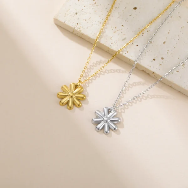 Flower Pendant Necklace for Women Girls Stainless Steel… –… – Image 19