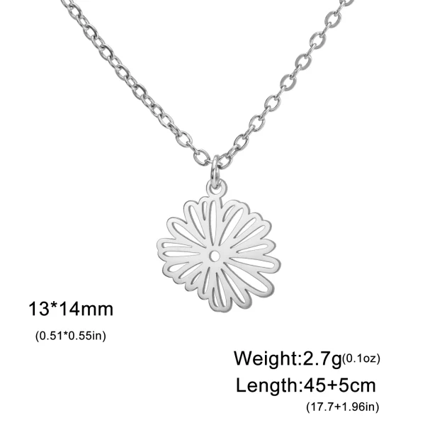 Collier pendentif fleurs pour femme, acier inoxydable,… – Ailes… – Image 8