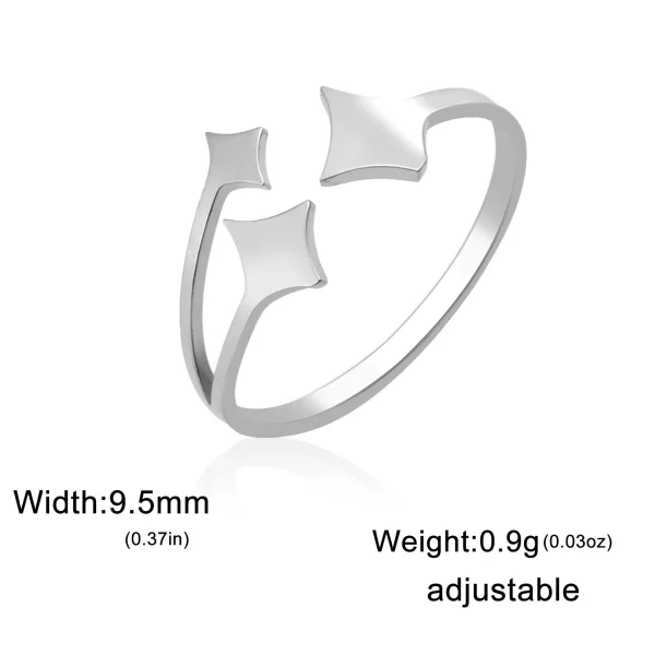 Four Pointed Star Open Ring for Women Stainless Steel… – Éclat… – Image 6