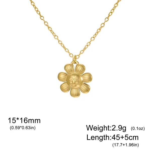 Flower Pendant Necklace for Women Girls Stainless Steel… –… – Image 15