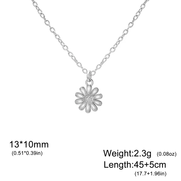 Flower Pendant Necklace for Women Girls Stainless Steel… –… – Image 10