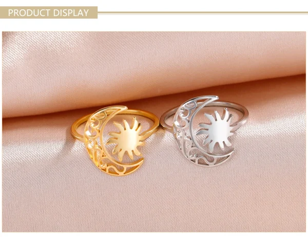 bague soleil en forme de croissant de lune pour… – Ailes d’Ange – Image 11