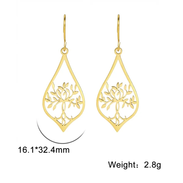 Lotus Dangle Earrings 2025 Stainless Steel Bohemian… – Ailes… – Image 8