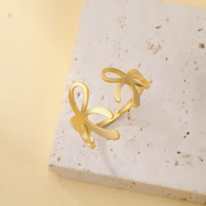 bagues ouvertes à nœud papillon pour femmes, en acier… – Chant…