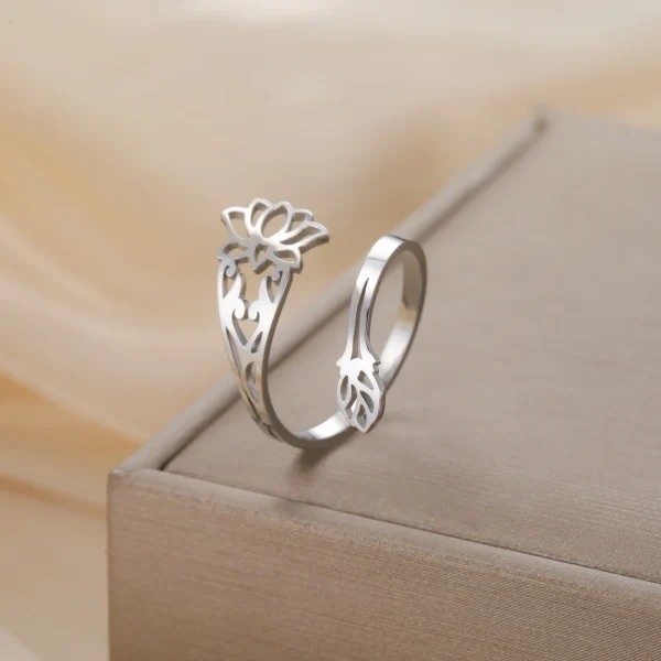 bagues fleur de Lotus pour femmes, en acier… – Chant des Sylves – Image 10