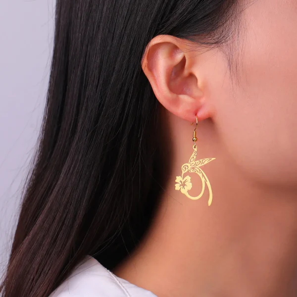 boucles d'oreilles pendantes en forme de fleur de… – Chant des… – Image 12