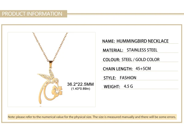 Colliers avec pendentif fleur de colibri pour femmes et filles,… – Image 14