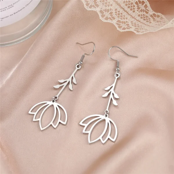 Boucles d'oreilles pendantes en acier inoxydable … – Ailes… – Image 2