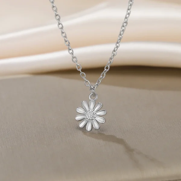 Flower Pendant Necklace for Women Girls Stainless Steel… –… – Image 26