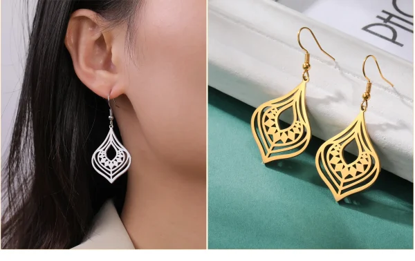Boucles d'oreilles bohème en acier inoxydable pour… – Ailes… – Image 29