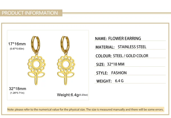 Boucles d'oreilles pendantes de fleurs mignonnes pour… – Chant… – Image 10