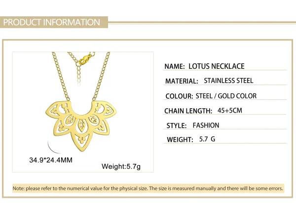 collier avec pendentif fleur de Lotus pour femmes, en… – Éclat… – Image 12