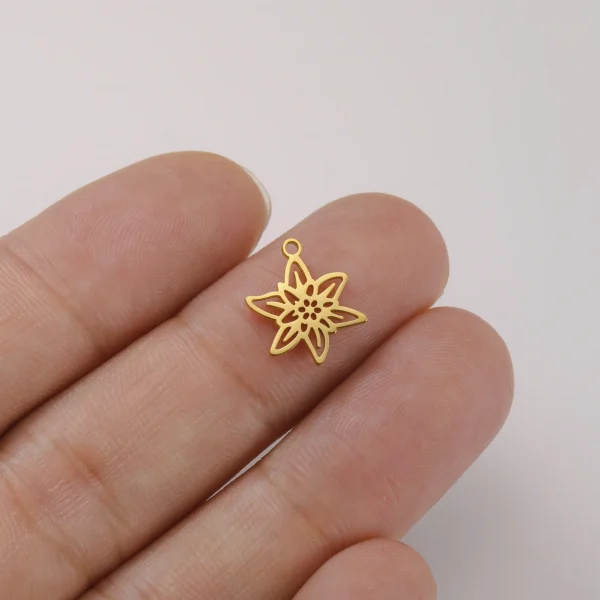 Charme de fleurs en acier inoxydable pour pendentif bricolage,… – Image 6