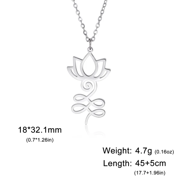fleur de Lotus Yoga Om Unalome pendentif collier en… – Éclat… – Image 12
