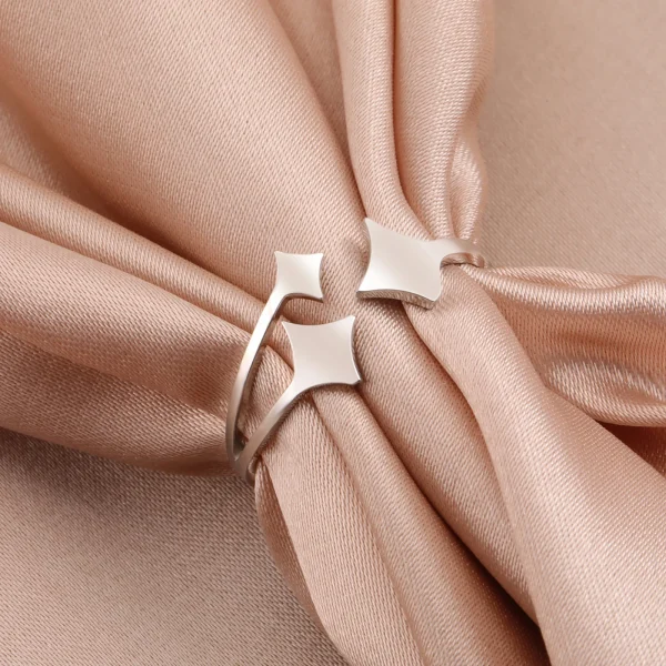 Four Pointed Star Open Ring for Women Stainless Steel… – Éclat… – Image 2