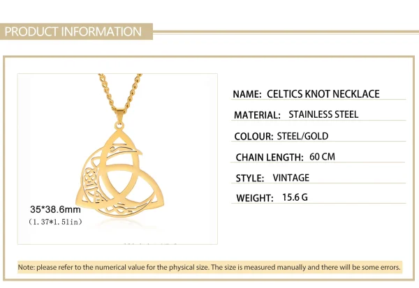 ingsIrish Celtics Noeud Lune Pendentif Collier pour… – Lueur… – Image 13