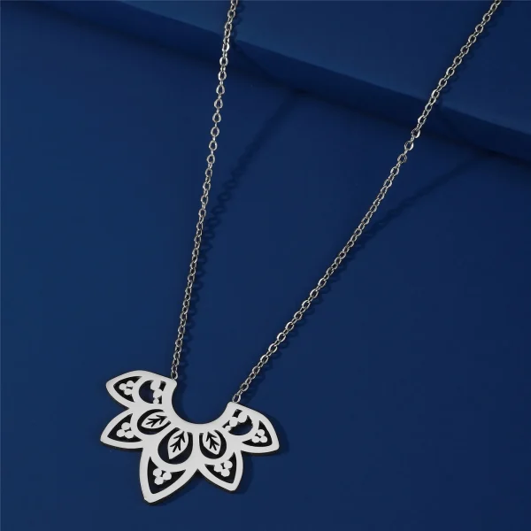 collier avec pendentif fleur de Lotus pour femmes, en… – Éclat… – Image 14