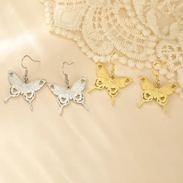 Butterfly Women's Earrings Stainless Steel Gold Color… – Rune… – Image 5