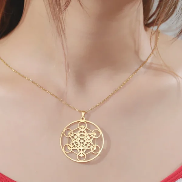 collier Cube d'ange sceau archange Metatron, en acier… – Lueur… – Image 2