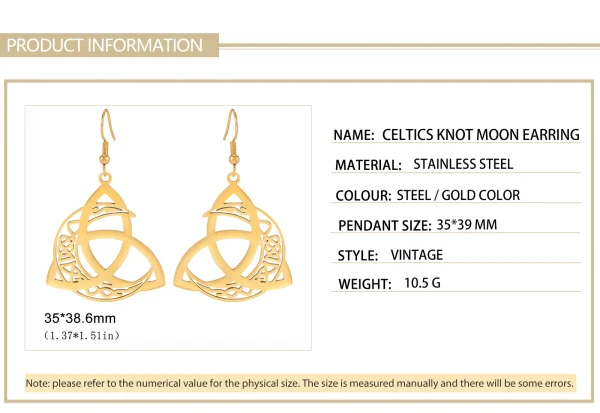 Boucles d'oreilles lune nouée femme celtique irlandaise… –… – Image 13