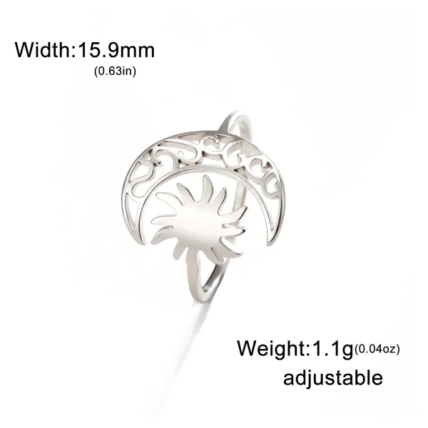 bague soleil en forme de croissant de lune pour… – Ailes d’Ange – Image 8