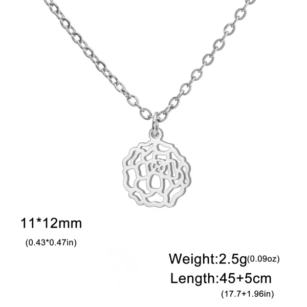 Collier pendentif fleurs pour femme, acier inoxydable,… – Ailes… – Image 10