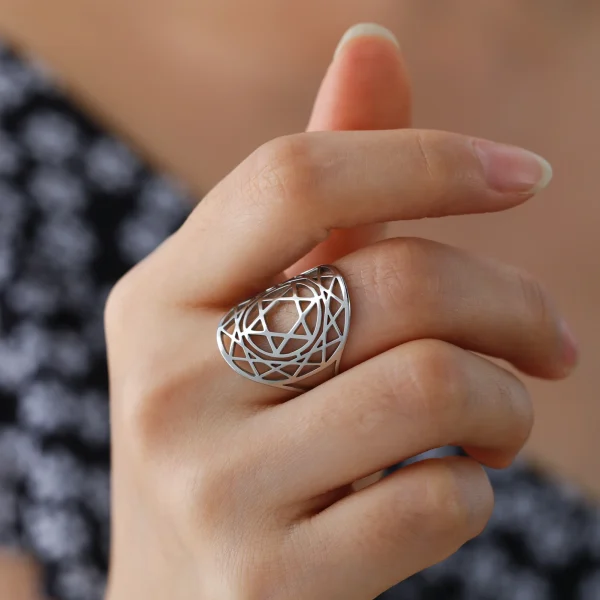 Chakra Mandala fleur anneaux pour femmes en acier… – Chant des… – Image 20