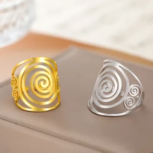 Bague ouverte géométrique en spirale Bagues larges réglables en…